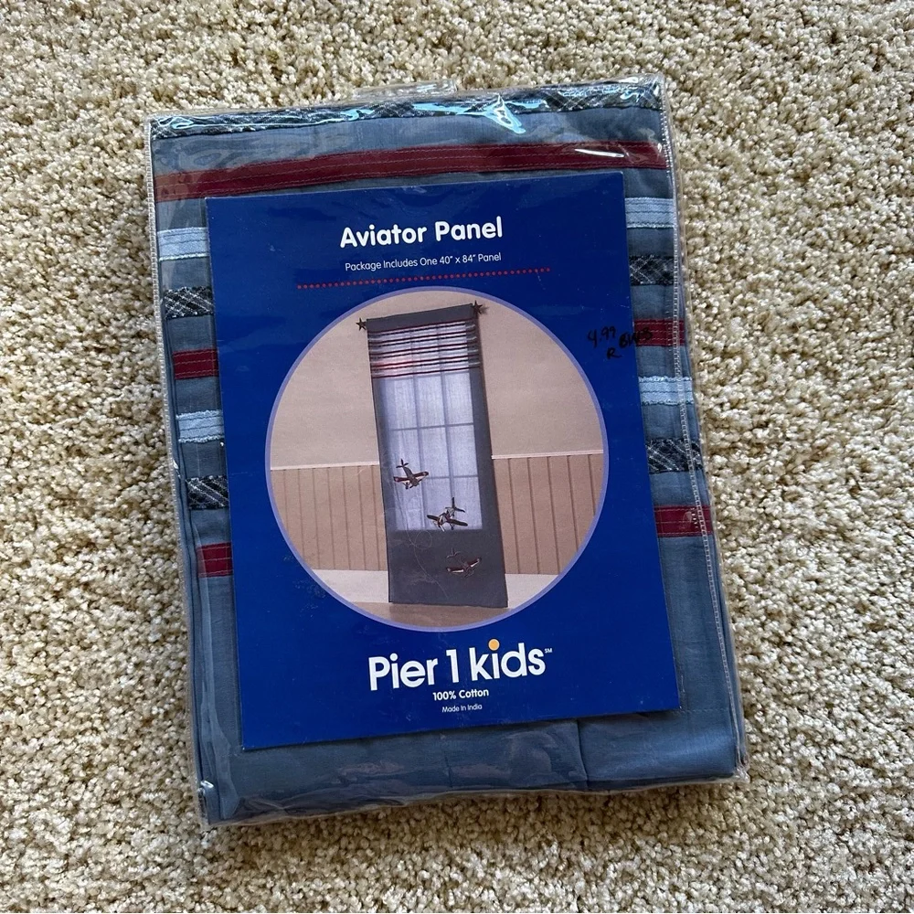 Pier‎ 1 Kids Aviator Panel Curtain 40x84 Airplane Planes NIP